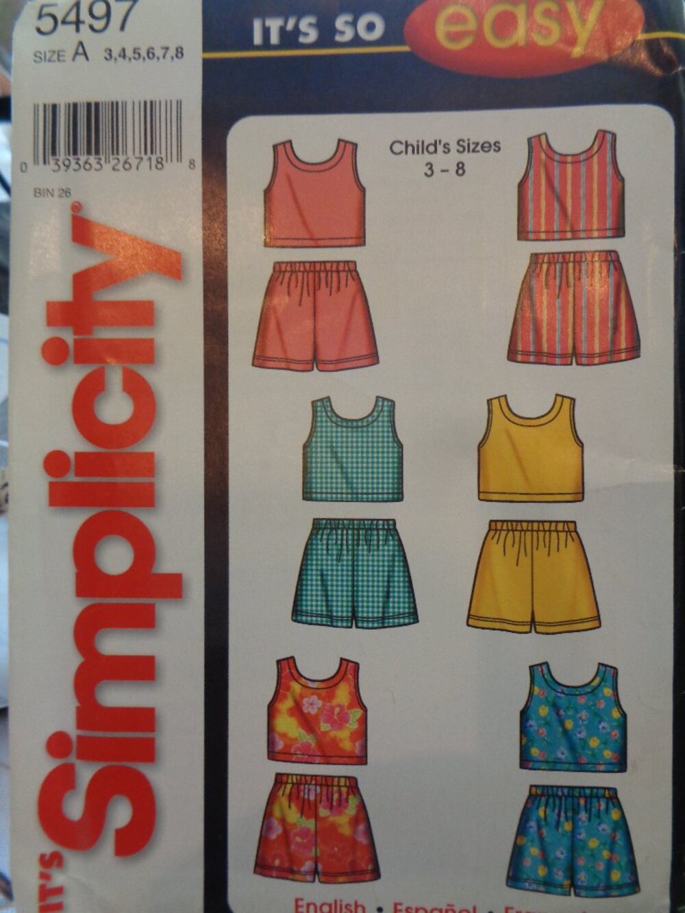 Simplicity Sewing Pattern 5497 Child's Top Shorts 3-8
